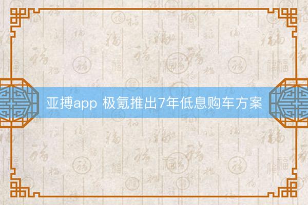 亚搏app 极氪推出7年低息购车方案