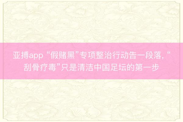 亚搏app “假赌黑”专项整治行动告一段落, “刮骨疗毒”只是清洁中国足坛的第一步
