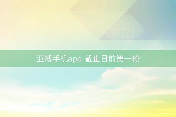 亚搏手机app 截止日前第一枪