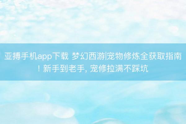 亚搏手机app下载 梦幻西游|宠物修炼全获取指南! 新手到老手, 宠修拉满不踩坑