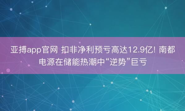 亚搏app官网 扣非净利预亏高达12.9亿! 南都电源在储能热潮中“逆势”巨亏