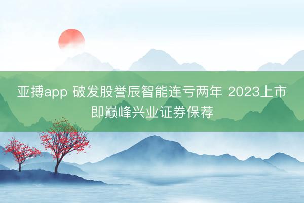 亚搏app 破发股誉辰智能连亏两年 2023上市即巅峰兴业证券保荐