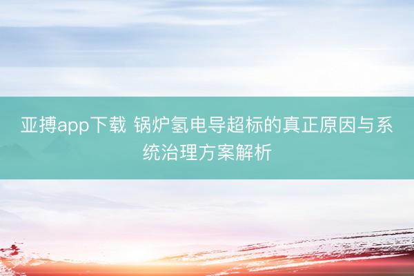 亚搏app下载 锅炉氢电导超标的真正原因与系统治理方案解析