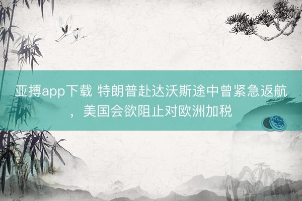 亚搏app下载 特朗普赴达沃斯途中曾紧急返航，美国会欲阻止对欧洲加税