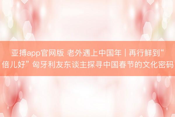 亚搏app官网版 老外遇上中国年 | 再行鲜到“倍儿好” 匈牙利友东谈主探寻中国春节的文化密码
