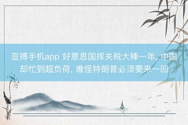 亚搏手机app 好意思国挥关税大棒一年, 中国却忙到超负荷, 难怪特朗普必须要来一回