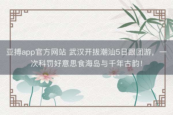亚搏app官方网站 武汉开拔潮汕5日跟团游，一次科罚好意思食海岛与千年古韵！