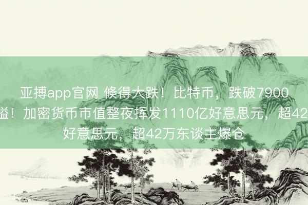 亚搏app官网 倏得大跌!比特币,跌破79000好意思元关隘!加密货币市值整夜挥发1110亿好意思元,超42万东谈主爆仓