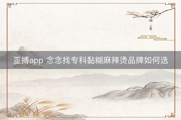 亚搏app 念念找专科黏糊麻辣烫品牌如何选