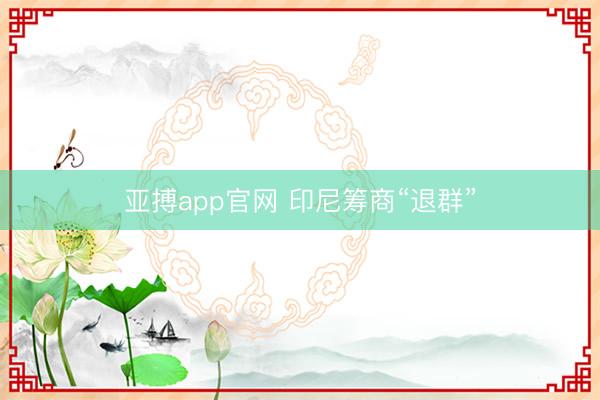 亚搏app官网 印尼筹商“退群”