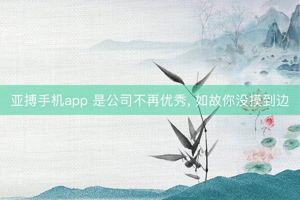 亚搏手机app 是公司不再优秀, 如故你没摸到边