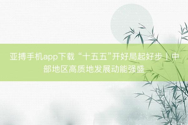 亚搏手机app下载 “十五五”开好局起好步丨中部地区高质地发展动能强盛
