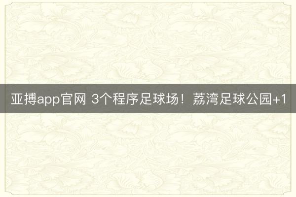 亚搏app官网 3个程序足球场！荔湾足球公园+1