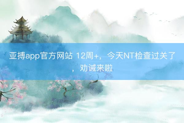 亚搏app官方网站 12周+，今天NT检查过关了，劝诫来啦