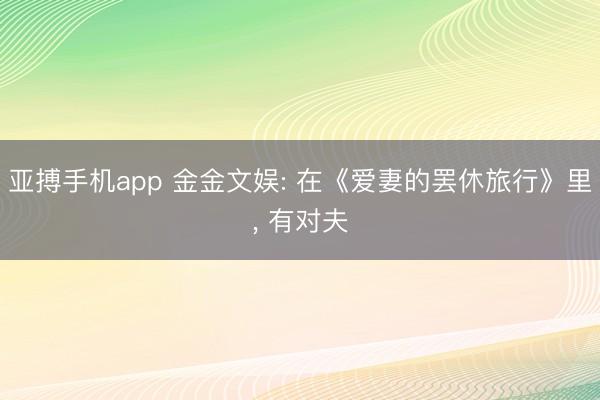 亚搏手机app 金金文娱: 在《爱妻的罢休旅行》里, 有对夫