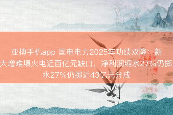 亚搏手机app 国电电力2025年功绩双降：新动力发电逆势大增难填火电近百亿元缺口，净利润缩水27%仍掷近43亿元分成