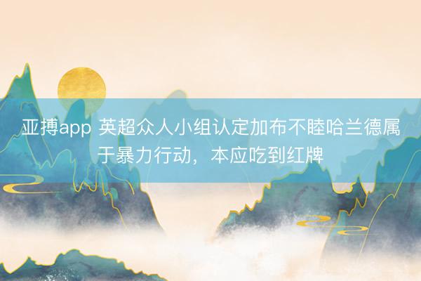 亚搏app 英超众人小组认定加布不睦哈兰德属于暴力行动，本应吃到红牌