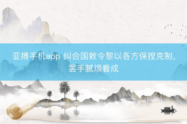 亚搏手机app 纠合国敕令黎以各方保捏克制，罢手腻烦看成