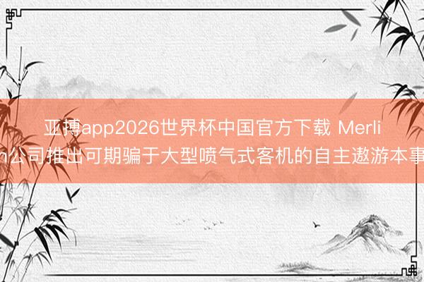 亚搏app2026世界杯中国官方下载 Merlin公司推出可期骗于大型喷气式客机的自主遨游本事