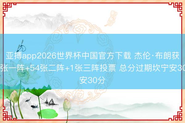 亚搏app2026世界杯中国官方下载 杰伦·布朗获44张一阵+54张二阵+1张三阵投票 总分过期坎宁安30分