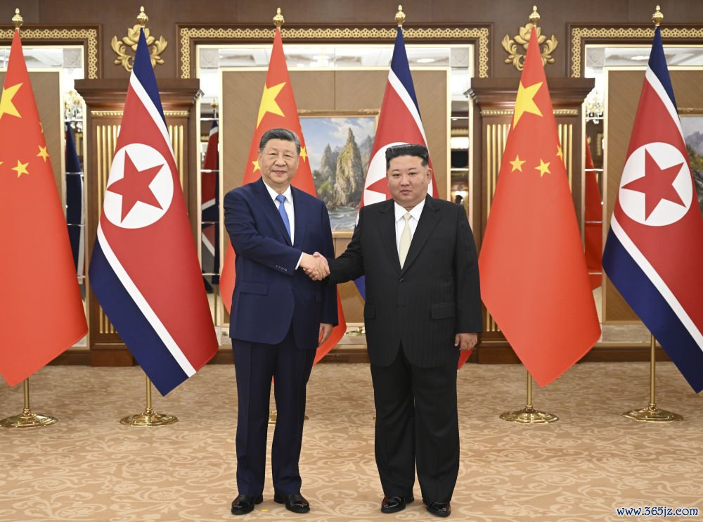当地时辰2026年6月8日下昼，中共中央总布告、国度主席习近平在平壤锦绣山迎宾馆同朝鲜作事党总布告、国务委员长金正恩举行会谈。新华社记者谢环驰摄