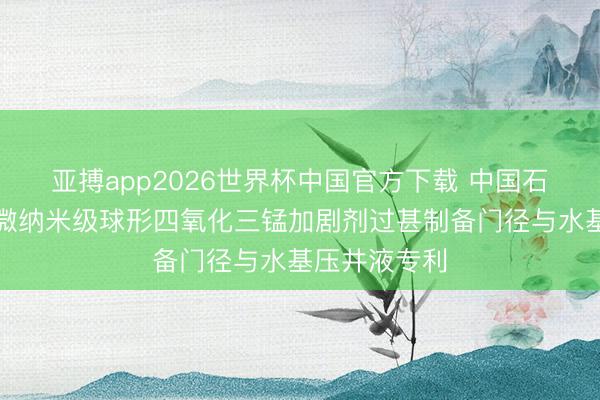 亚搏app2026世界杯中国官方下载 中国石油获取改性微纳米级球形四氧化三锰加剧剂过甚制备门径与水基压井液专利